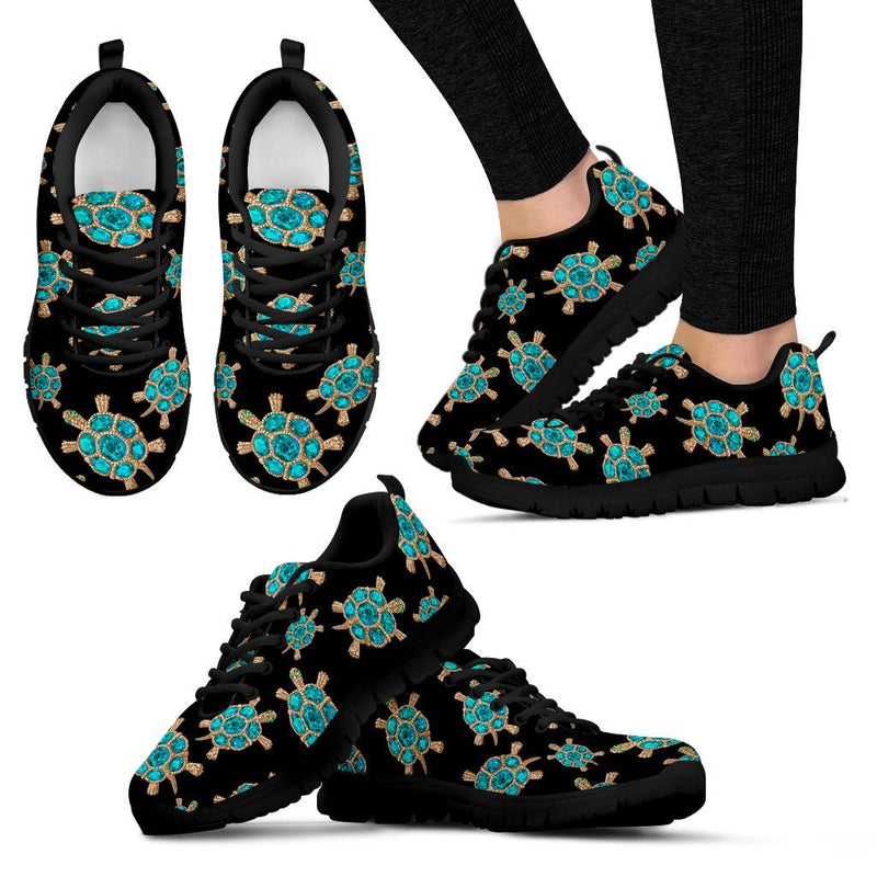 Sea Turtle Turquoise diamond Women Sneakers