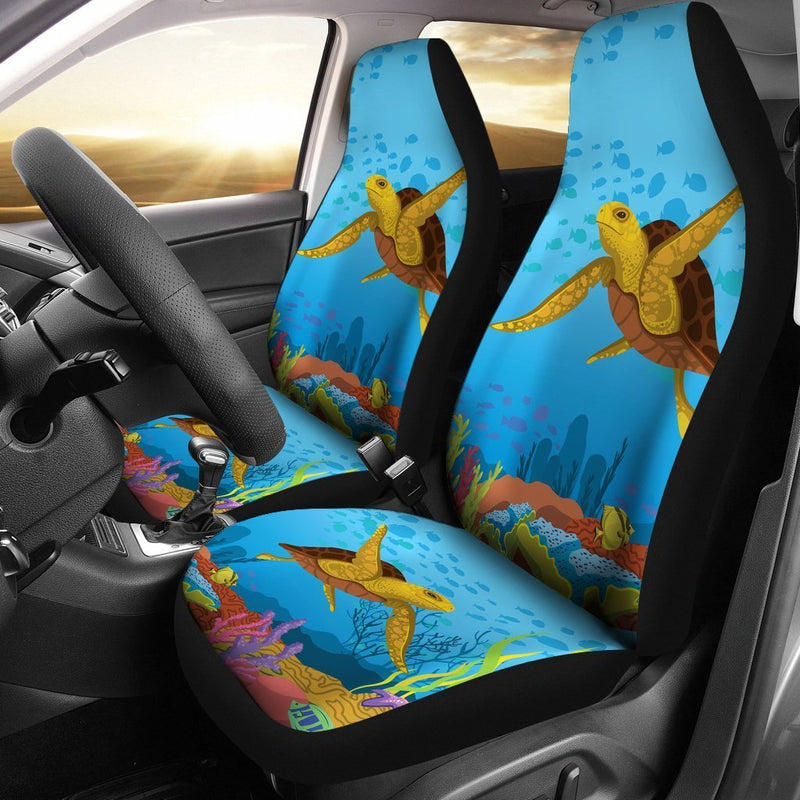 Sea Turtle under sea Print Universal Fit Car Seat Covers