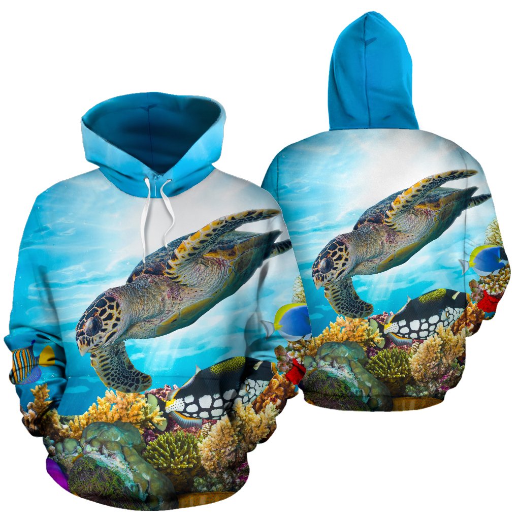 Sea Turtle with Friend Ocean All Over Print Hoodie