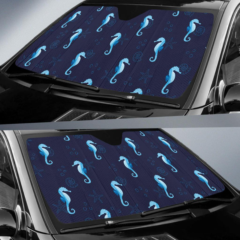 SeaHorse Blue neon Pattern Print Design 03 Car Sun Shades-JORJUNE.COM