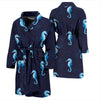 SeaHorse Blue neon Pattern Print Design 03 Men Bathrobe-JORJUNE.COM