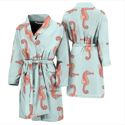 SeaHorse Pattern Print Design 01 Men Bathrobe-JORJUNE.COM