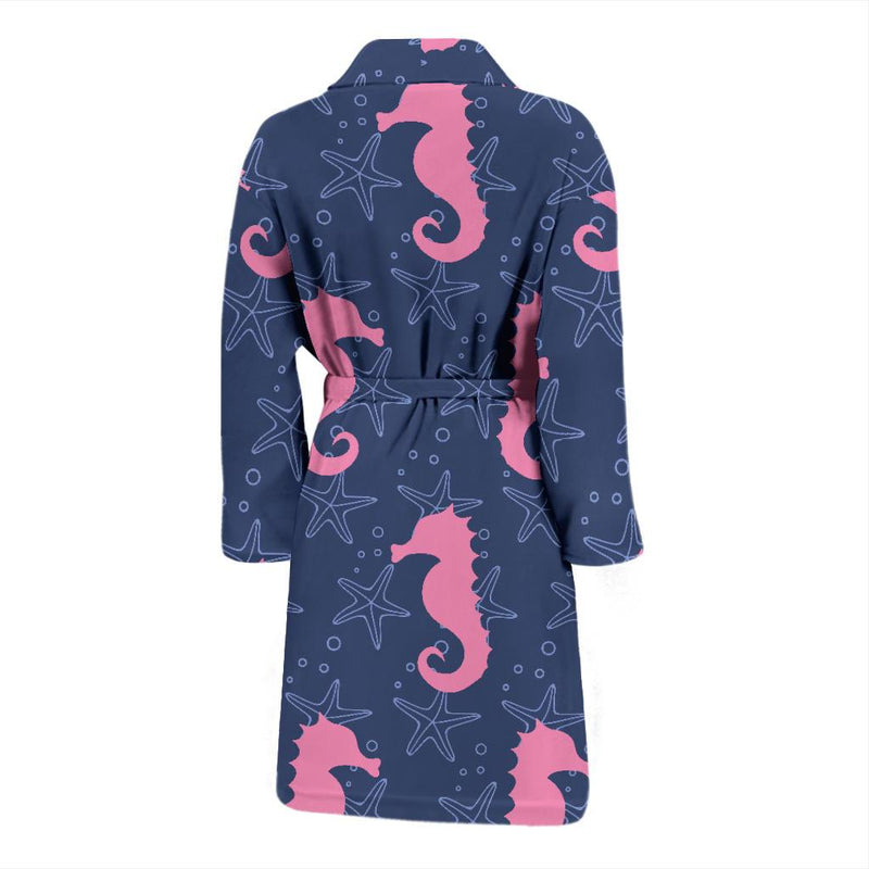 SeaHorse Pink Pattern Print Design 02 Men Bathrobe-JORJUNE.COM