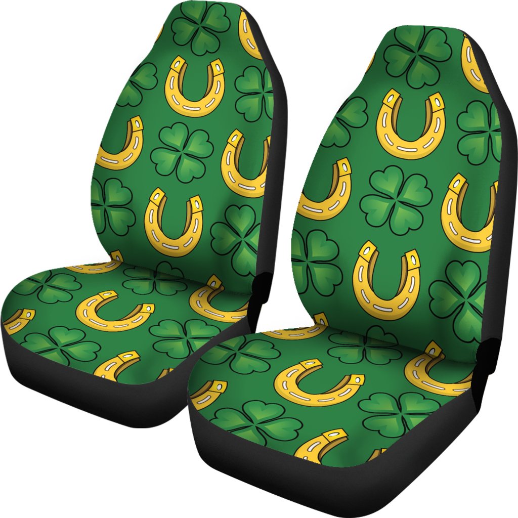Shamrock Horseshoes Print Pattern Universal Fit Car Seat Covers