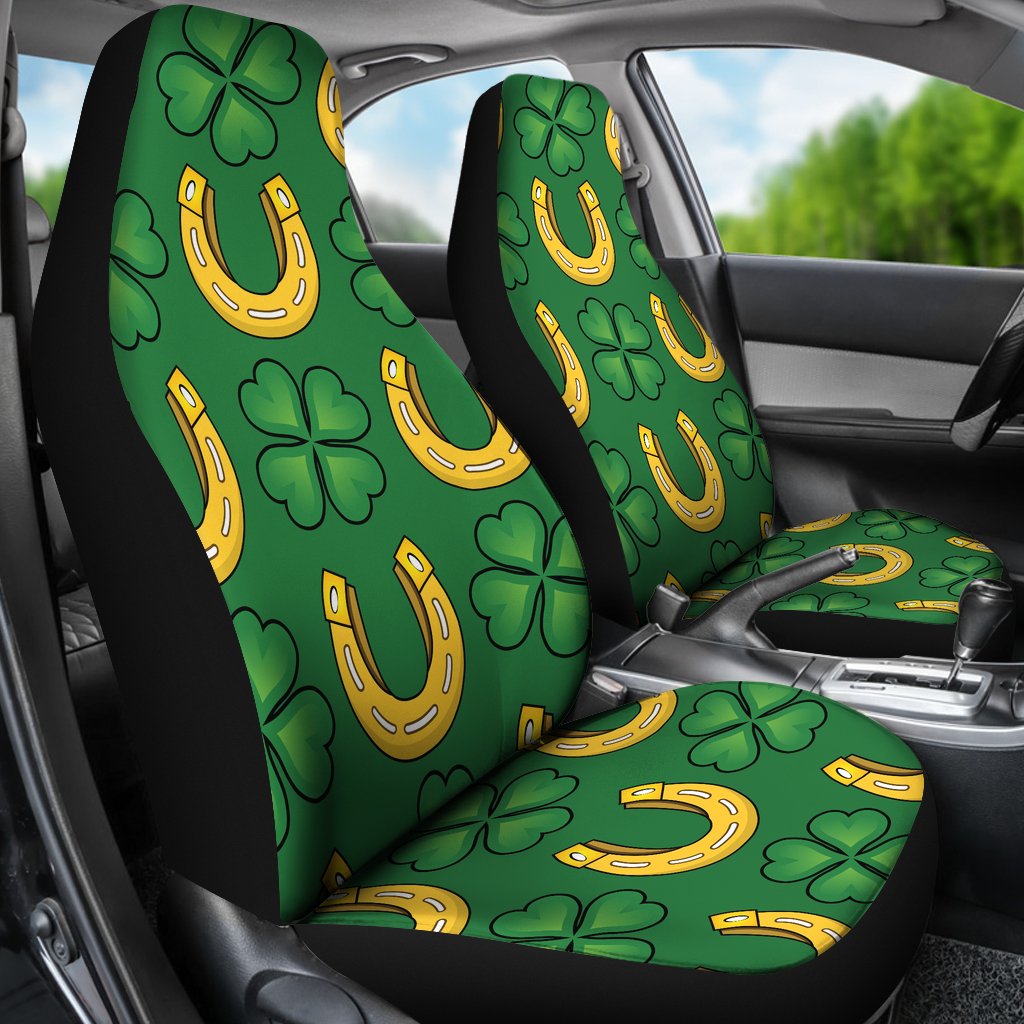 Shamrock Horseshoes Print Pattern Universal Fit Car Seat Covers