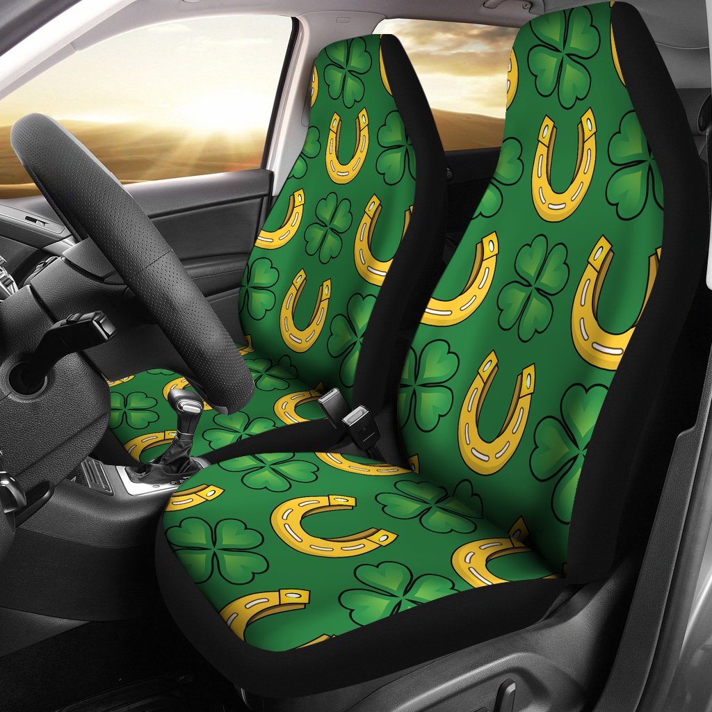 Shamrock Horseshoes Print Pattern Universal Fit Car Seat Covers