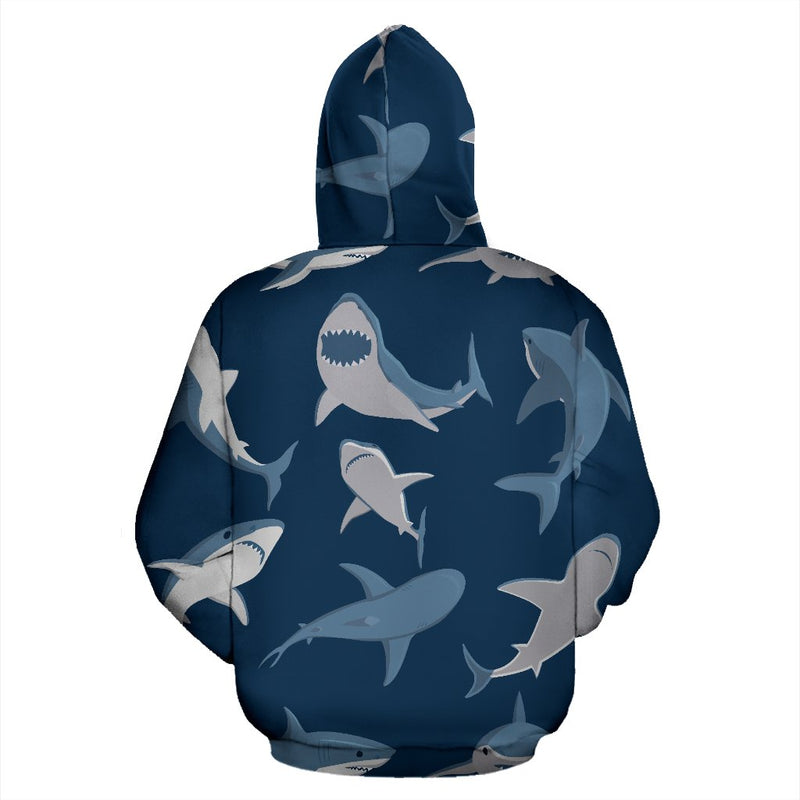 Shark Action Pattern All Over Print Hoodie