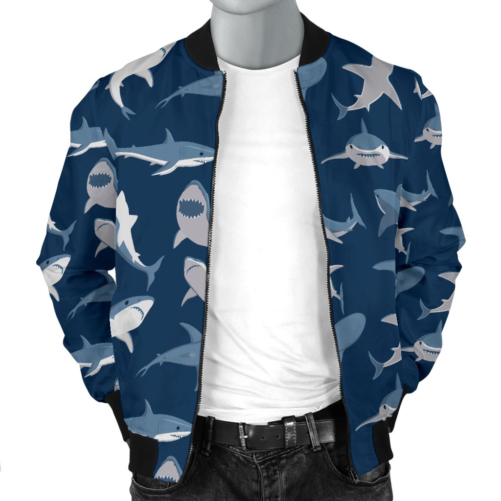 Shark Action Pattern Men Casual Bomber Jacket