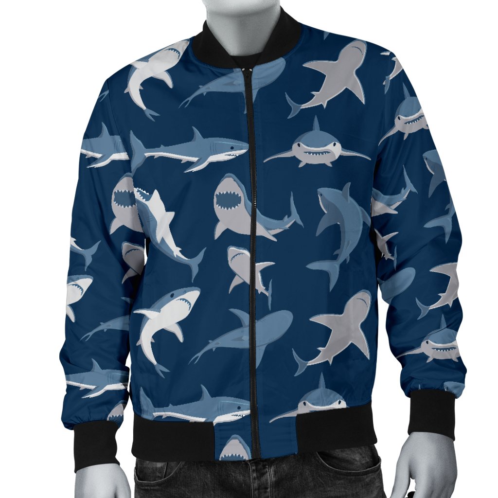 Shark Action Pattern Men Casual Bomber Jacket