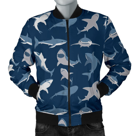 Shark Action Pattern Men Casual Bomber Jacket