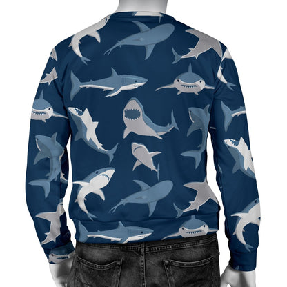Shark Action Pattern Men Crewneck Sweatshirt