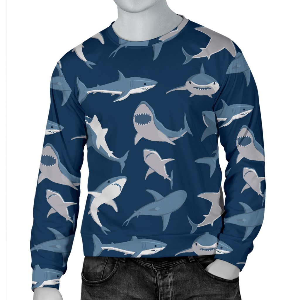 Shark Action Pattern Men Crewneck Sweatshirt