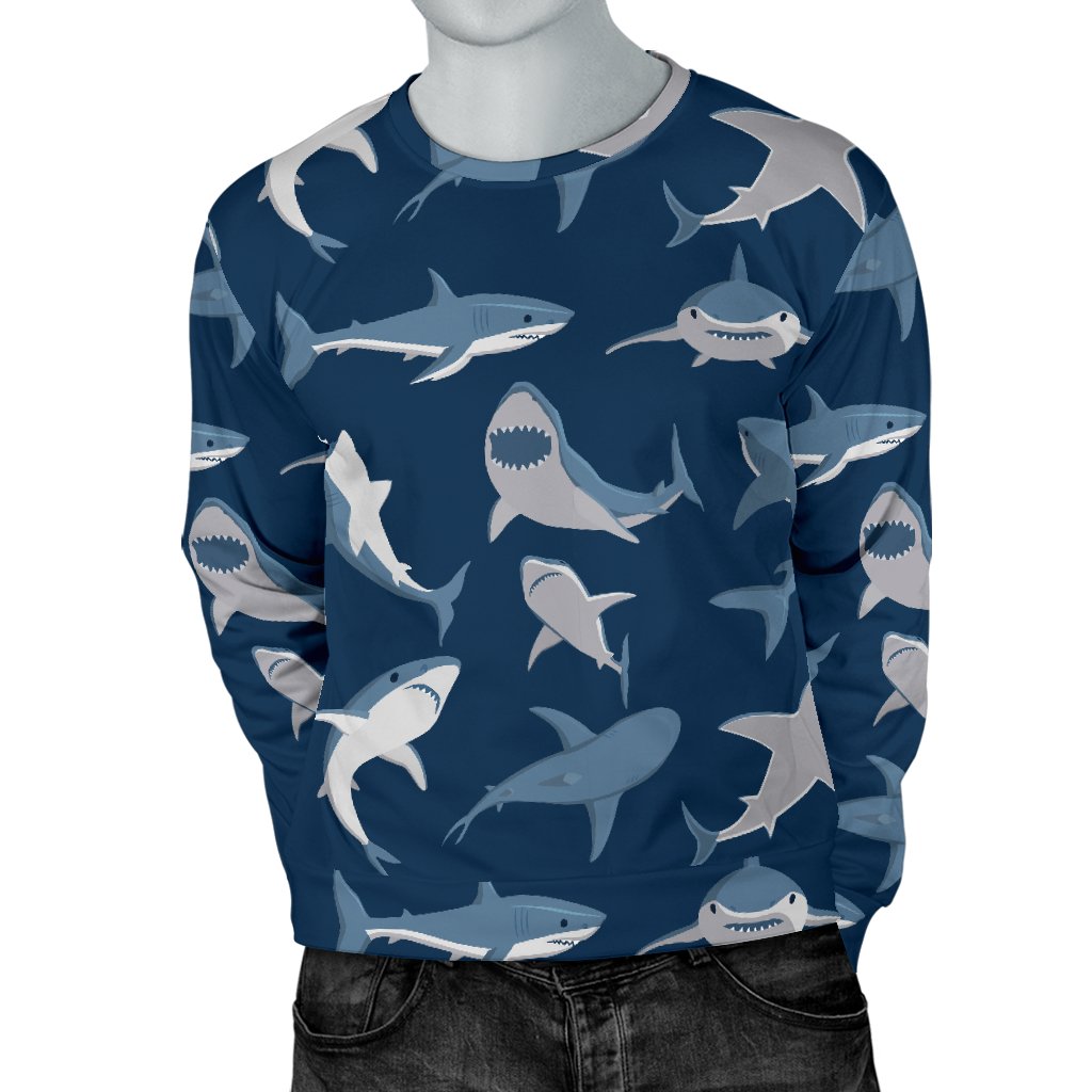 Shark Action Pattern Men Crewneck Sweatshirt
