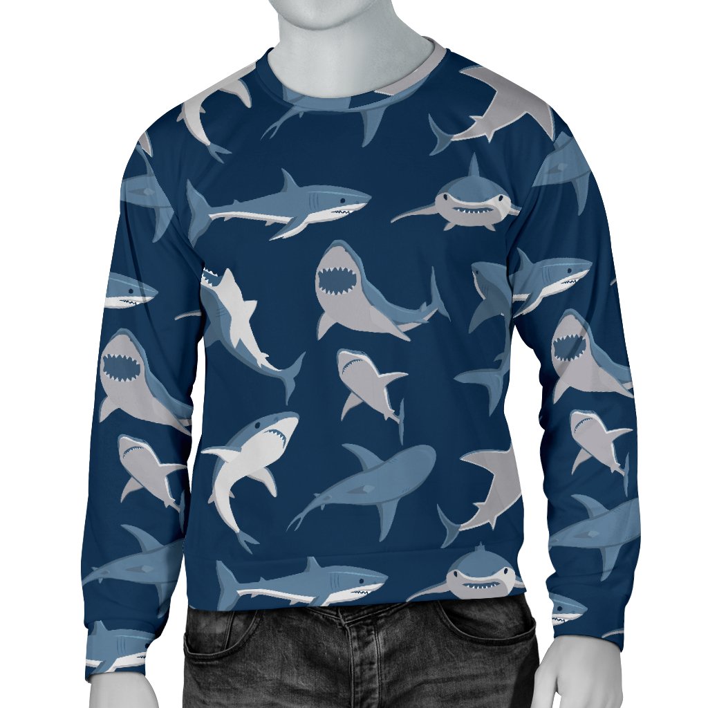 Shark Action Pattern Men Crewneck Sweatshirt