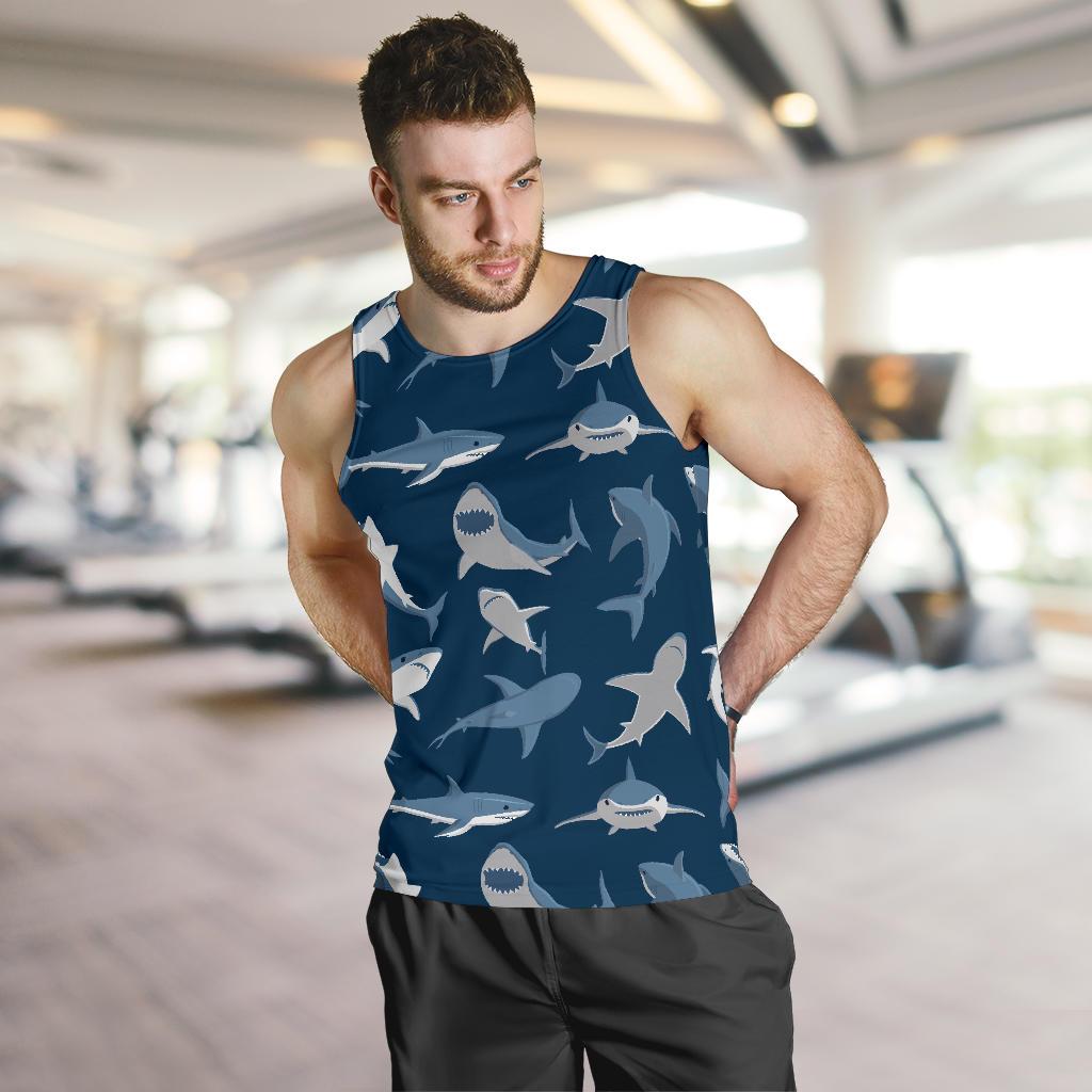 Shark Action Pattern Men Tank Top