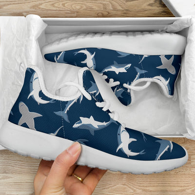 Shark Action Pattern Mesh Knit Sneakers Shoes