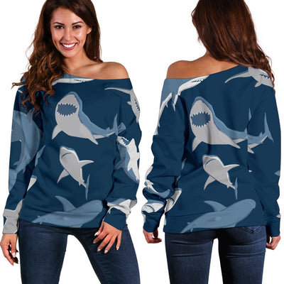 Shark Action Pattern Off Shoulder Sweatshirt