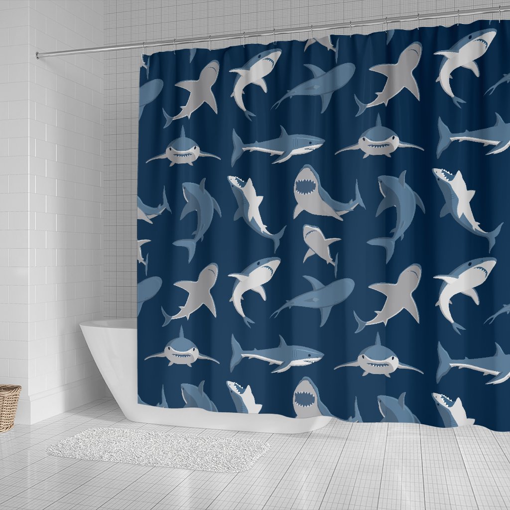 Shark Action Pattern Shower Curtain