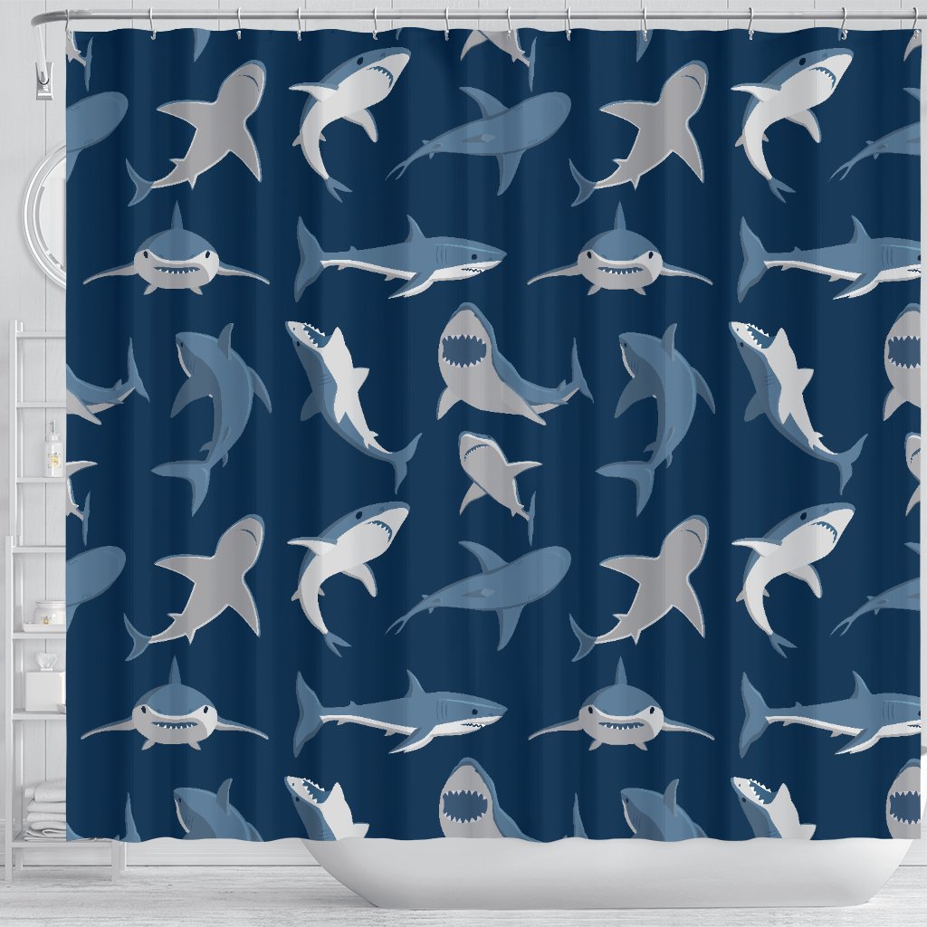 Shark Action Pattern Shower Curtain