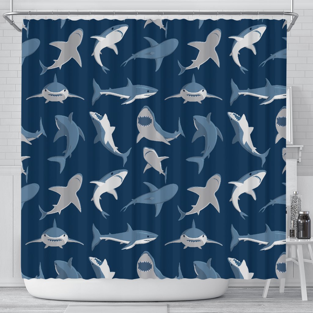 Shark Action Pattern Shower Curtain