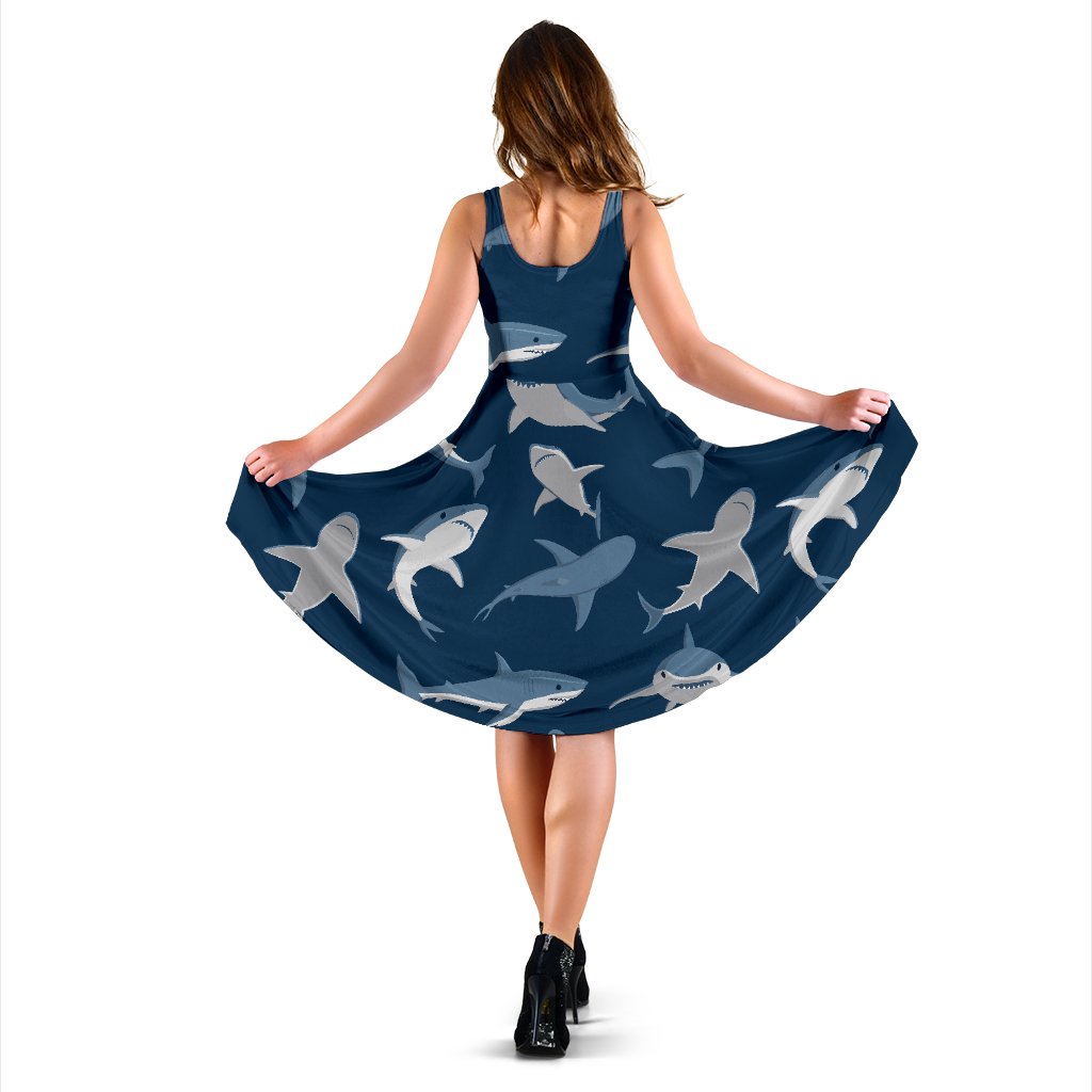 Shark Action Pattern Sleeveless Mini Dress
