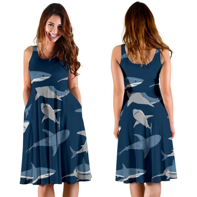Shark Action Pattern Sleeveless Mini Dress