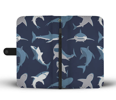 Shark Action Pattern Wallet Phone Case