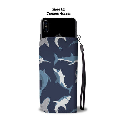 Shark Action Pattern Wallet Phone Case