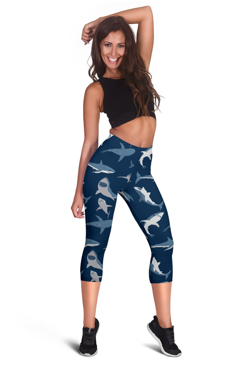 Shark Action Pattern Women Capris