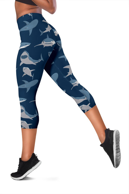 Shark Action Pattern Women Capris