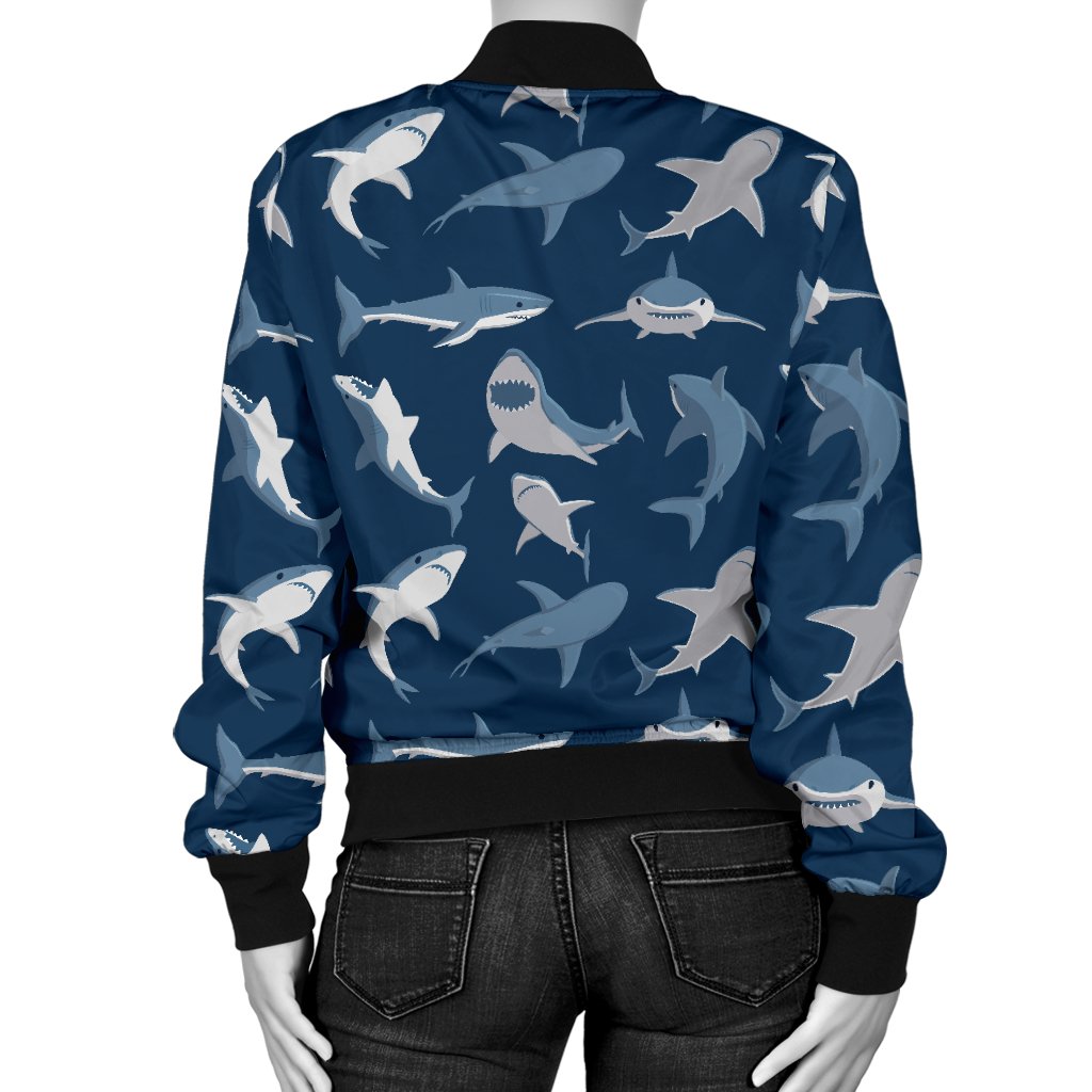 Shark Action Pattern Women Casual Bomber Jacket