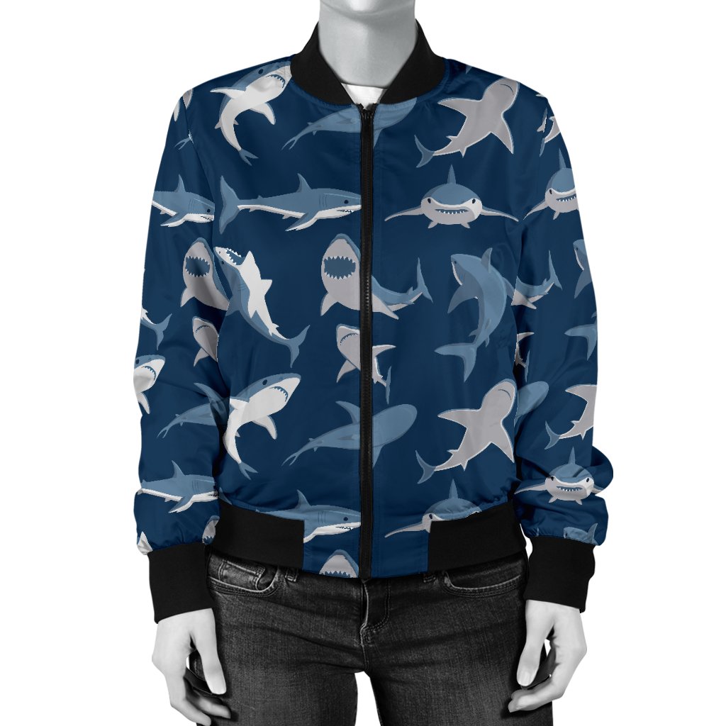 Shark Action Pattern Women Casual Bomber Jacket