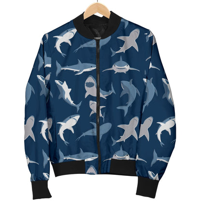 Shark Action Pattern Women Casual Bomber Jacket