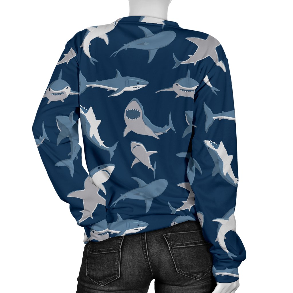 Shark Action Pattern Women Crewneck Sweatshirt