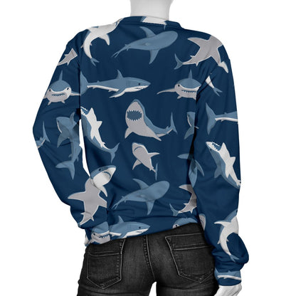 Shark Action Pattern Women Crewneck Sweatshirt