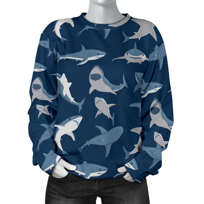 Shark Action Pattern Women Crewneck Sweatshirt