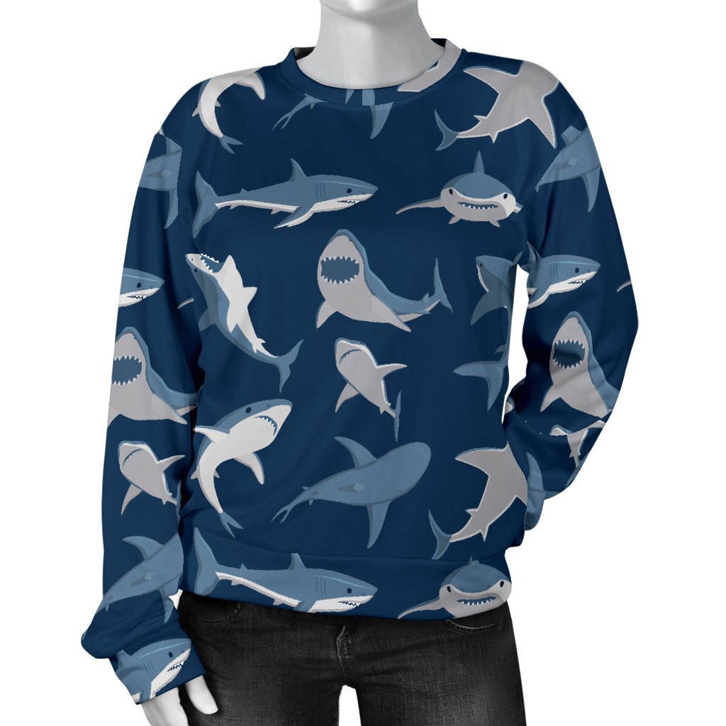 Shark Action Pattern Women Crewneck Sweatshirt