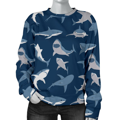 Shark Action Pattern Women Crewneck Sweatshirt