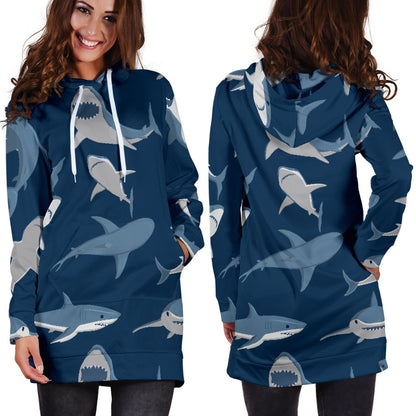 Shark Action Pattern Women Hoodie Dress