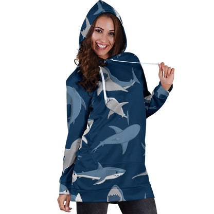 Shark Action Pattern Women Hoodie Dress