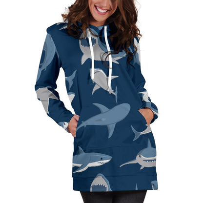 Shark Action Pattern Women Hoodie Dress