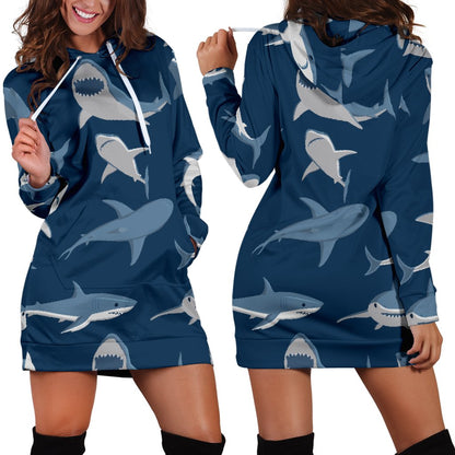 Shark Action Pattern Women Hoodie Dress