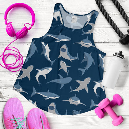 Shark Action Pattern Women Racerback Tank Top