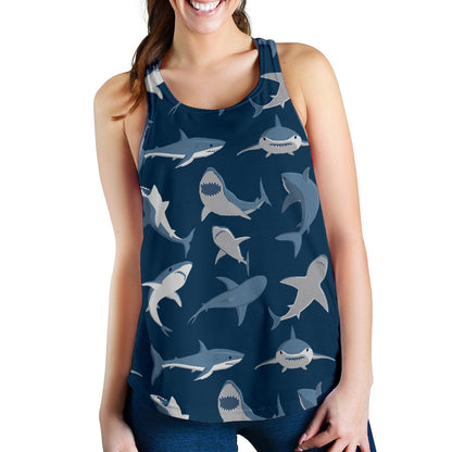 Shark Action Pattern Women Racerback Tank Top