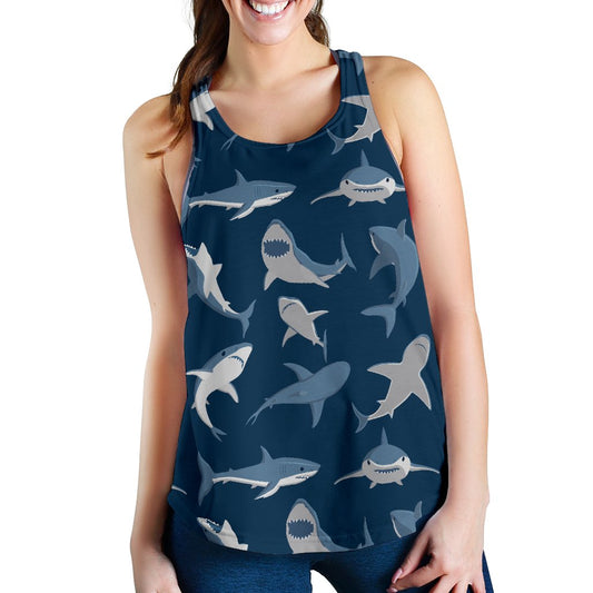 Shark Action Pattern Women Racerback Tank Top