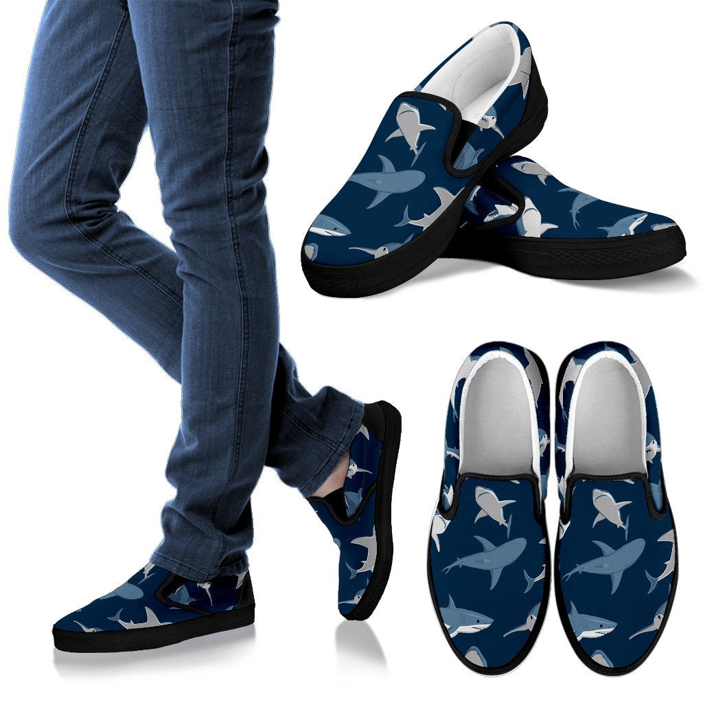 Shark Action Pattern Women Slip On Shoes