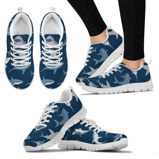 Shark Action Pattern Women Sneakers