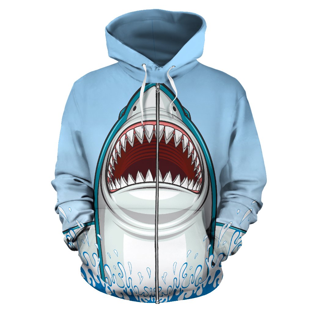 Shark Bite All Over Zip Up Hoodie