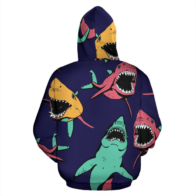 Shark Bite Pattern All Over Zip Up Hoodie