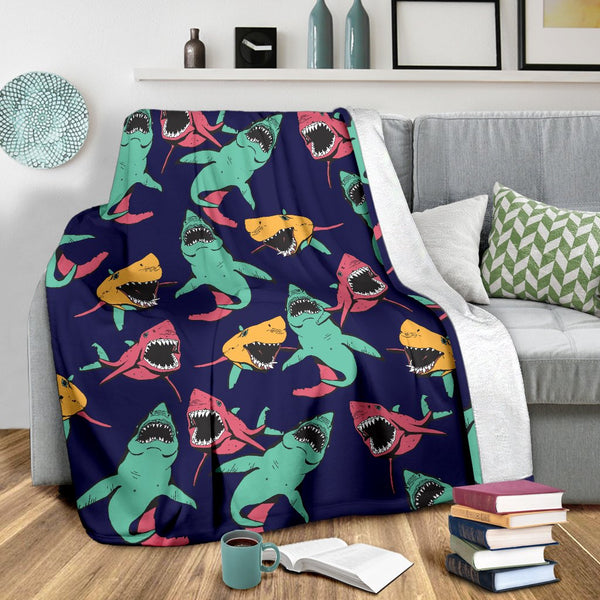 Shark Bite Pattern Fleece Blanket - JorJune